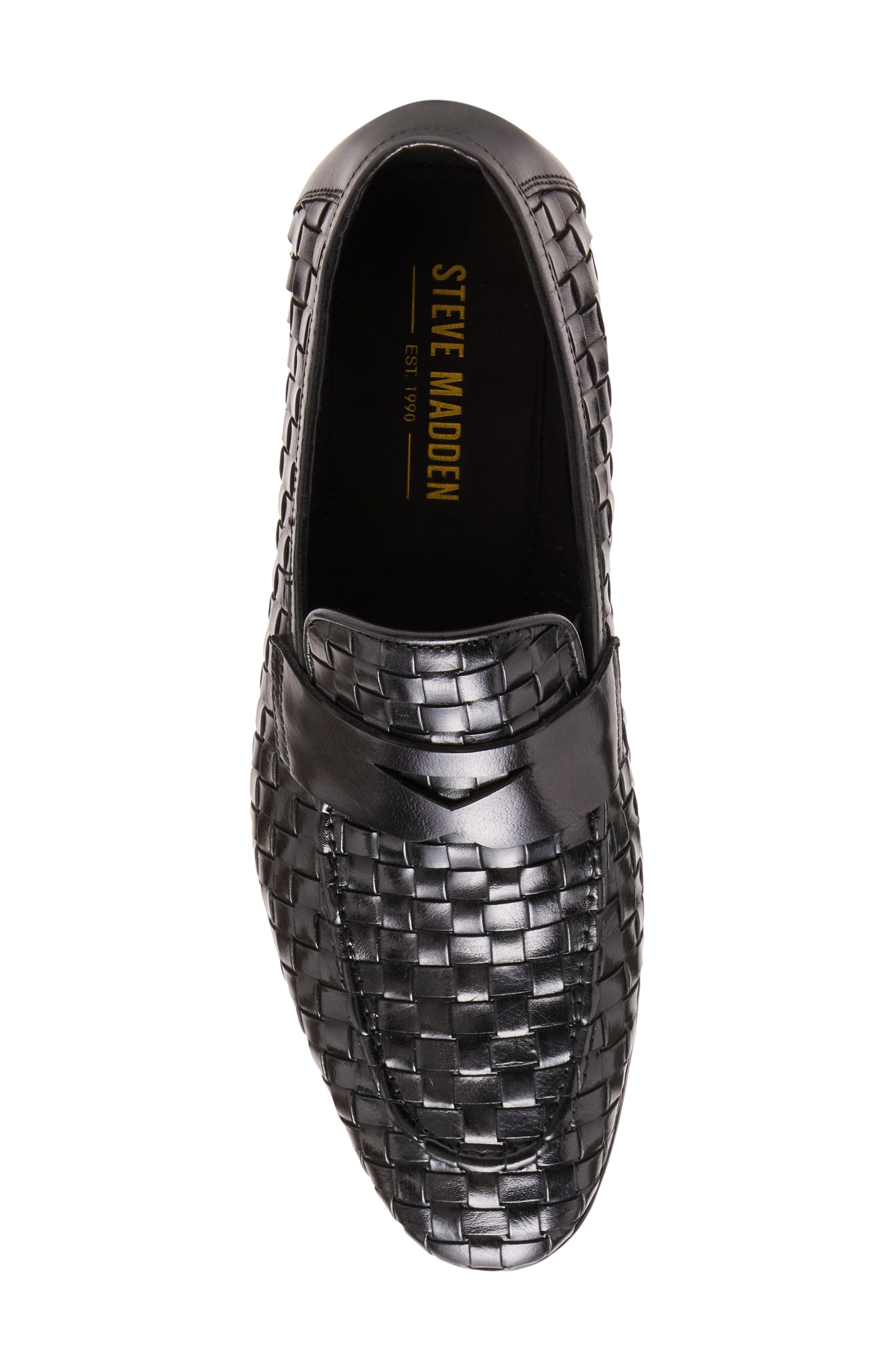 Steve Madden Playa Woven Penny Loafer, Alternate, color, Black
