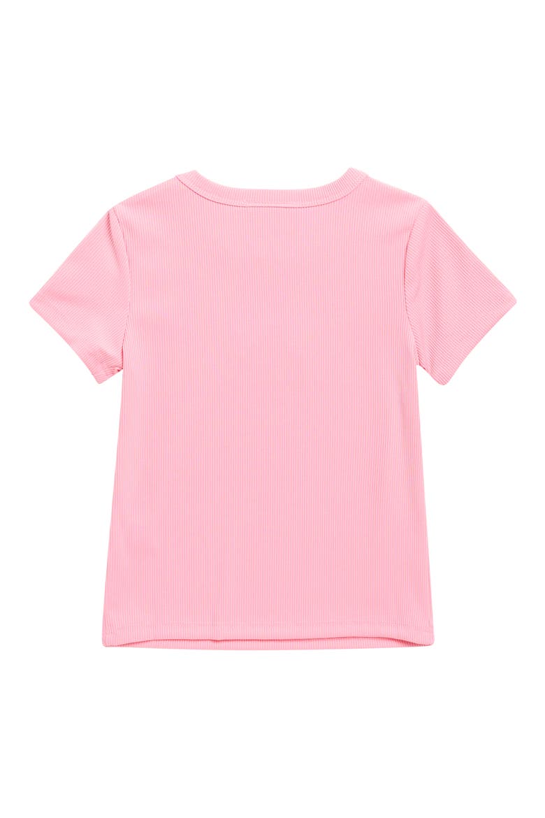 Kids' Embroidered Bow Ribbed T-Shirt, Alternate, color, IRIS