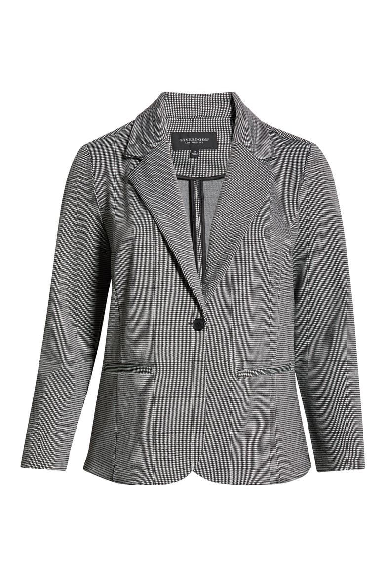 One-Button Blazer, Alternate, color, BLACK/ WHITE MINI CHECK