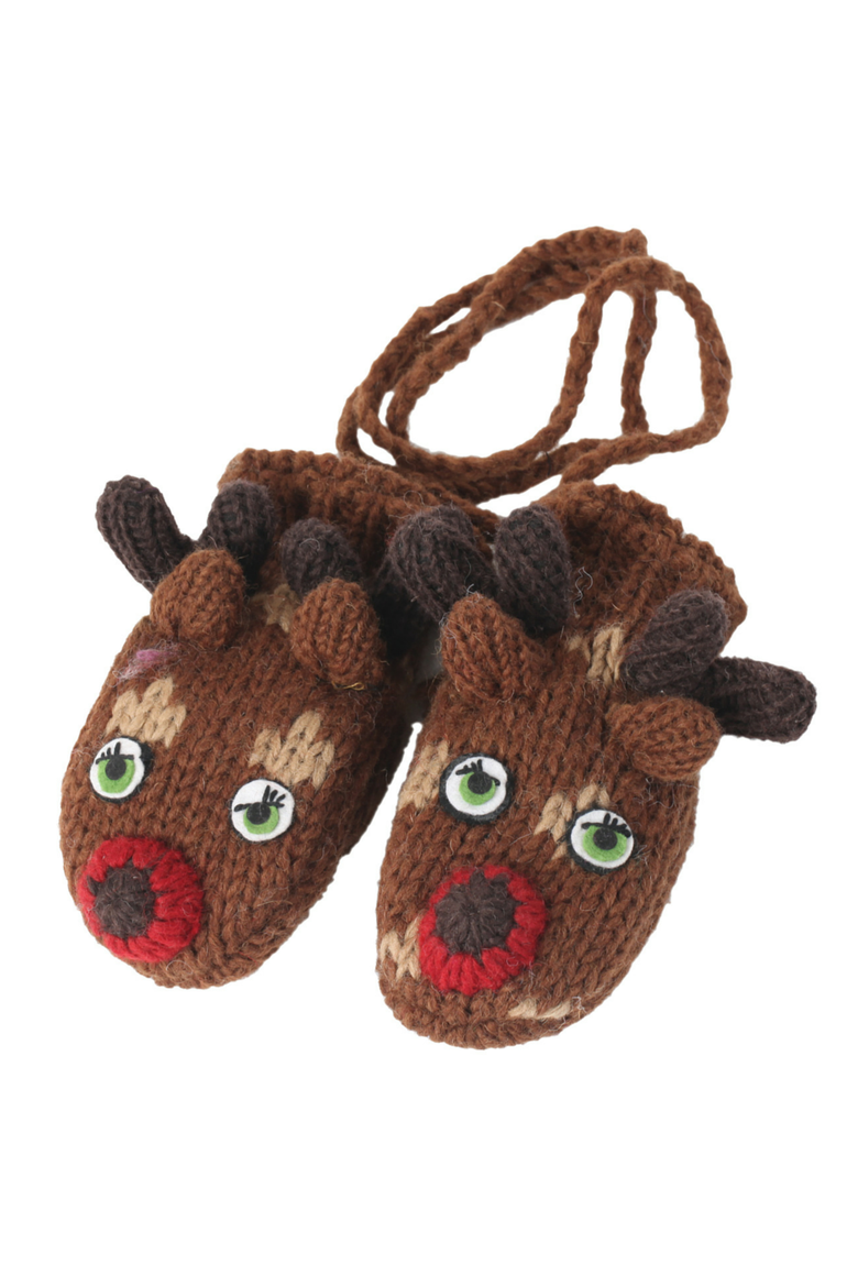 Deer Mittens, Main, color, Brown