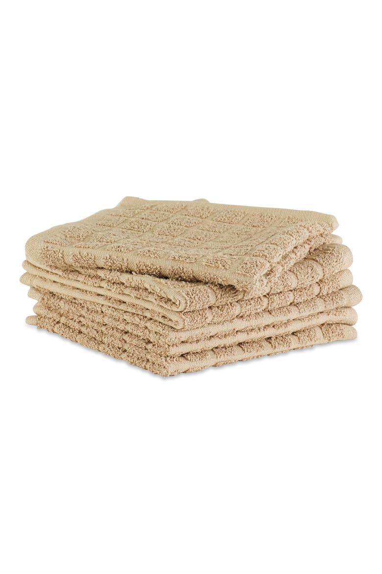 Solid Windowpane Terry Dishcloth Set/6, Alternate, color, Beige