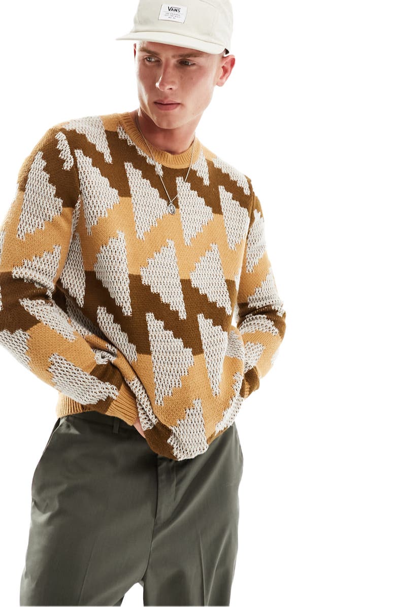 ASOS DESIGN Oversize Geo Pattern Crewneck Sweater, Main, color, 