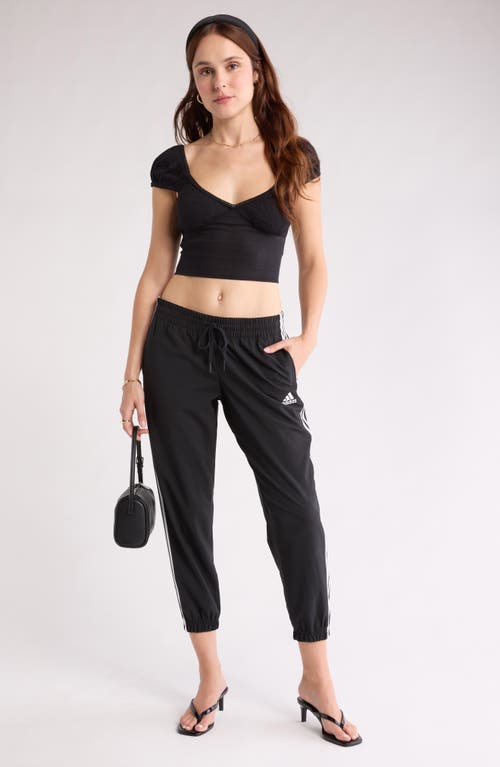 Abound Smocked Cap Sleeve Crop Top In Black