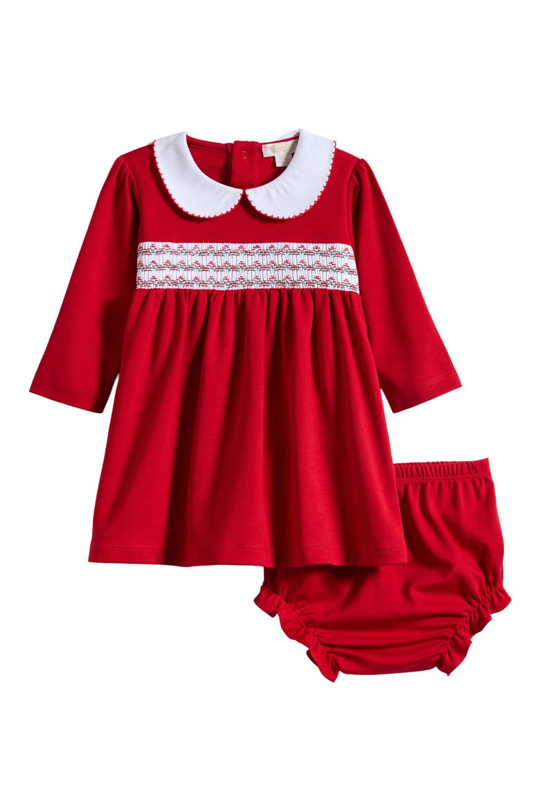 Smocked Pima Cotton Dress & Bloomers Set, Main, color, RED