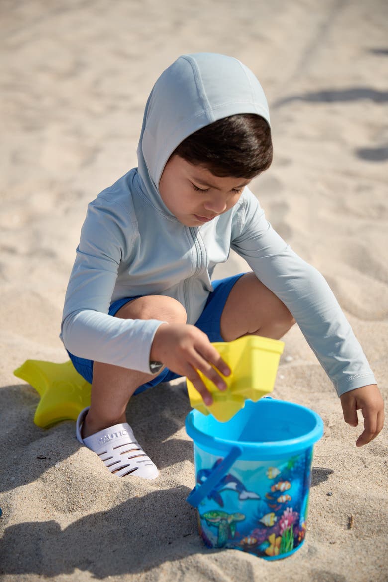 Toddler's Long Sleeve Full Zip Hoodie Top with Sun and UV Protection, Alternate, color, Soft Gray