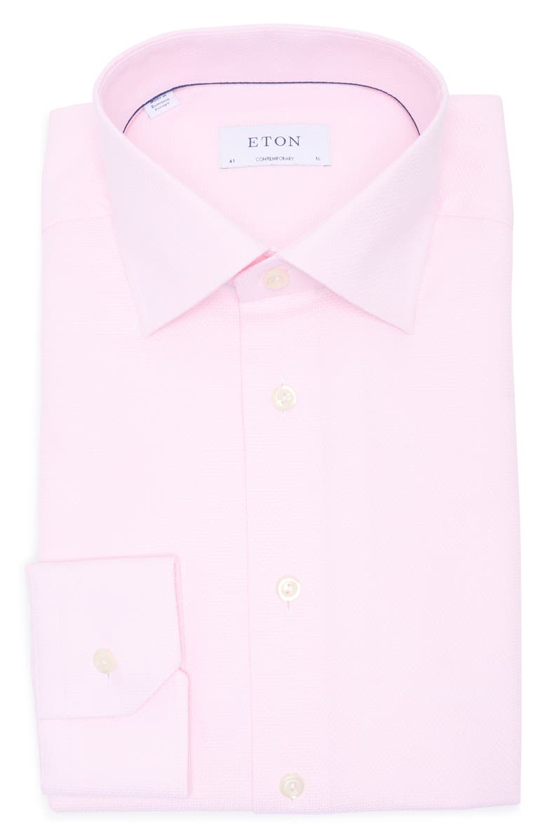 Eton Contemporary Fit Solid Dobby Stretch Cotton Dress Shirt, Alternate, color,