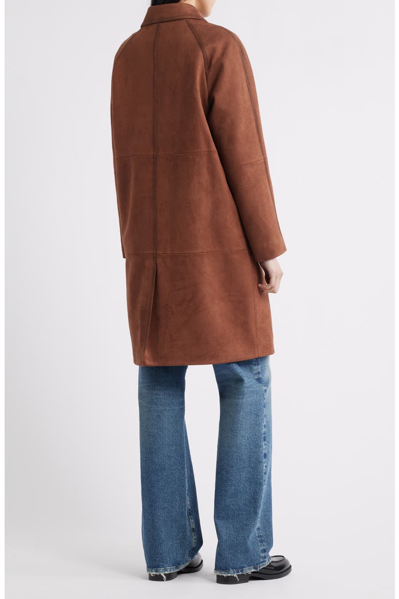 Paneled Faux Suede Coat, Alternate, color, BROWN SUEDE