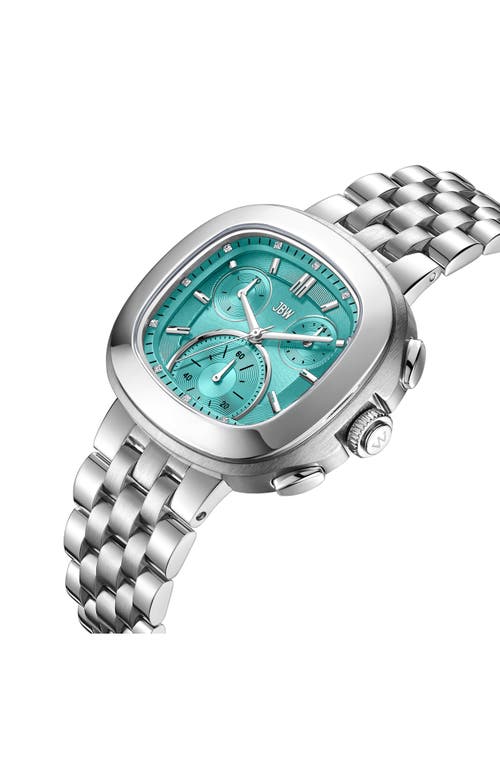 Jbw Coast Lab-created Diamond Bracelet Chronograph Watch, 38mm In Stainless Steel/blue