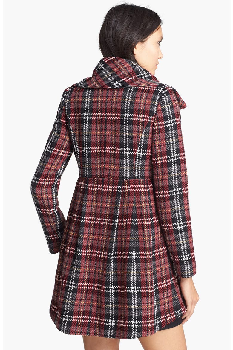 Plaid Babydoll Coat, Alternate, color, PLAID MULTI