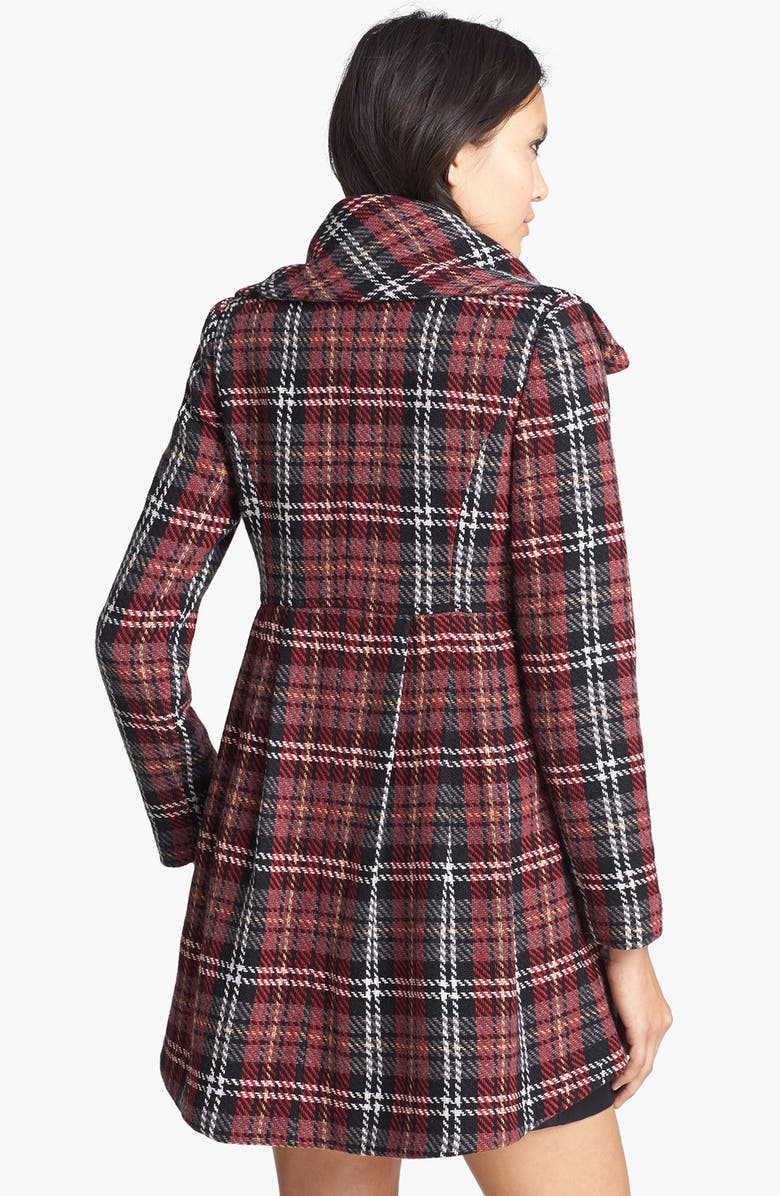 Mural Plaid Babydoll Coat, Alternate, color,