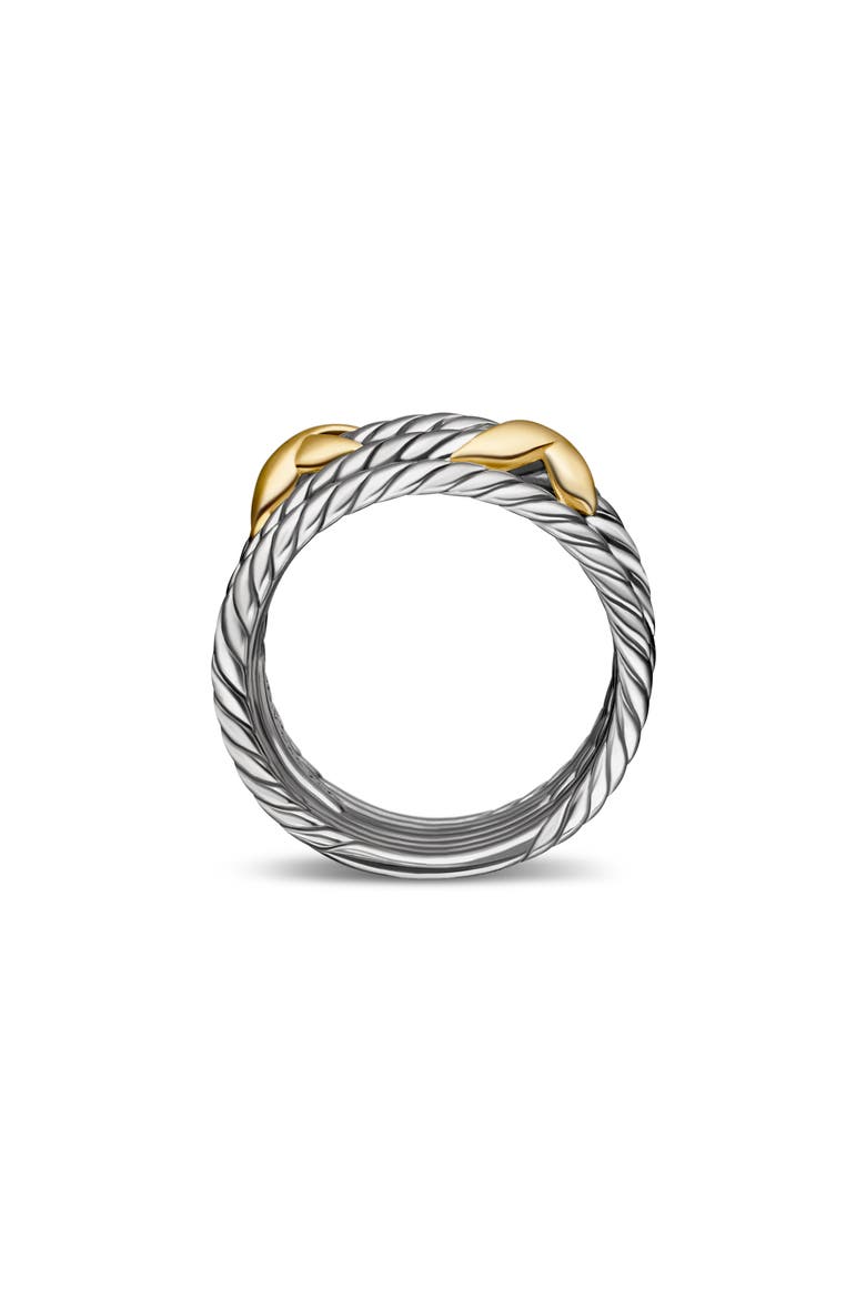 Double X Crossover Ring in Sterling Silver with 18K Yellow Gold, 13mm, Alternate, color, TWO TONE