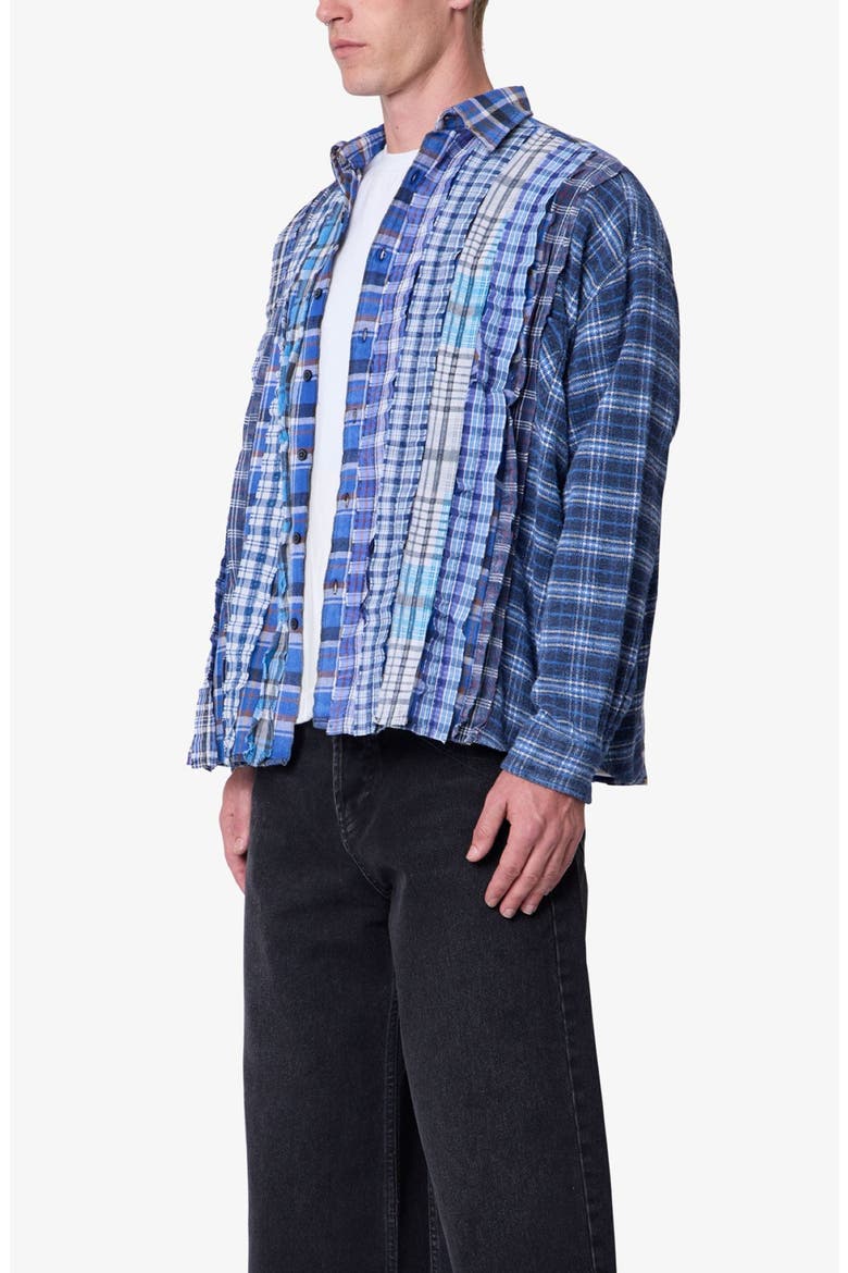 Patchwork Plaid Shirt, Alternate, color, BLUE/ MULTI