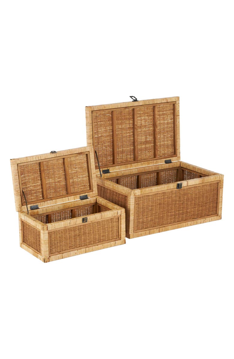 SONOMA SAGE HOME Wood Set of 2 Decorative Rattan Boxes, Alternate, color, Brown