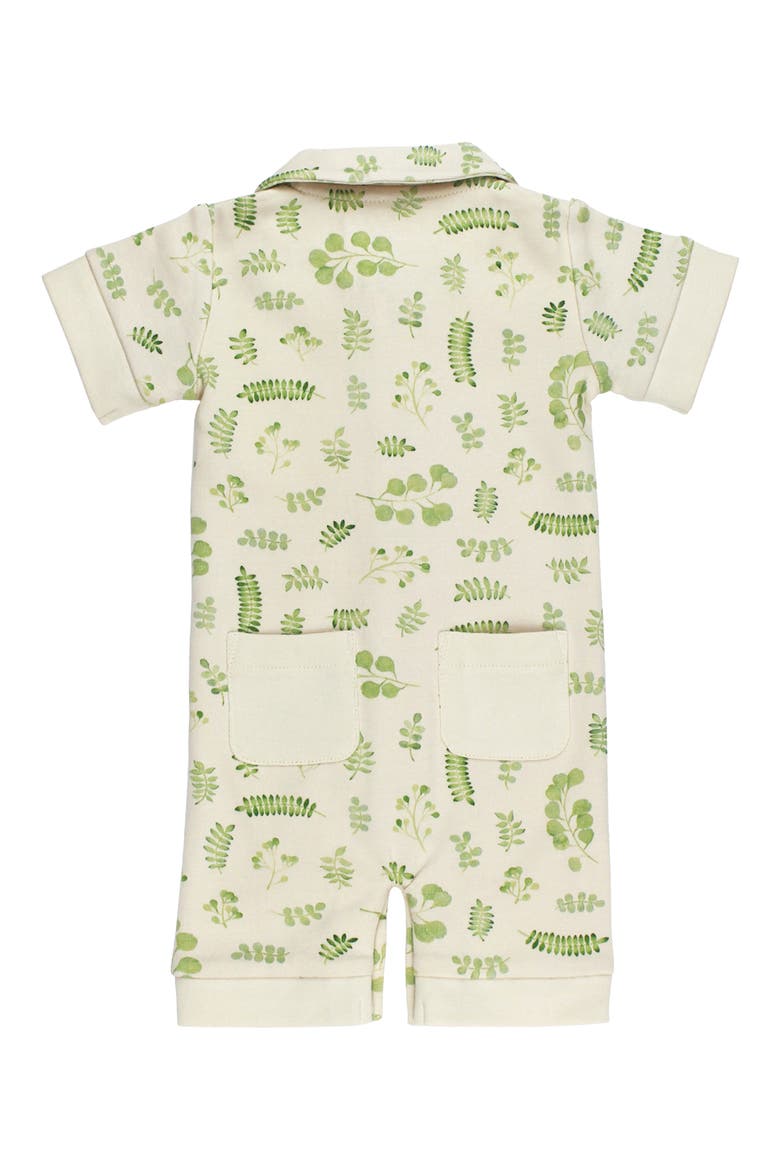 Print Organic Cotton Pocket Romper, Alternate, color, STONE BOTANICA