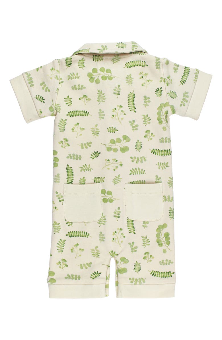 L'ovedbaby Print Organic Cotton Pocket Romper, Alternate, color, Stone Botanica