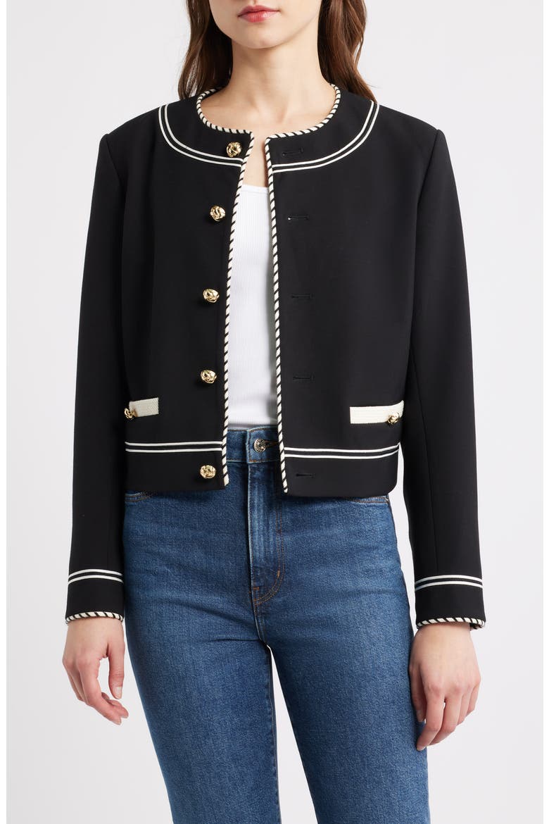 The Prim Crop Jacket, Main, color, BLACK