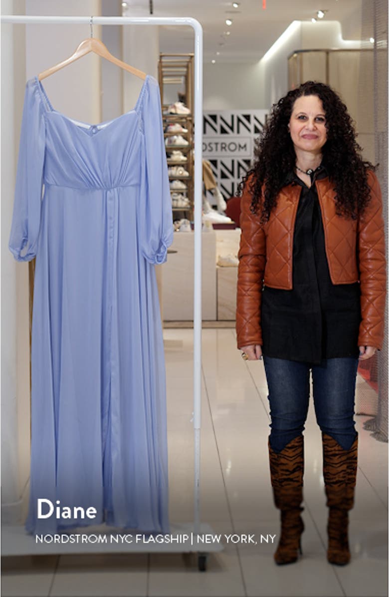 Convertible Neck Long Sleeve Chiffon Gown, sales video thumbnail