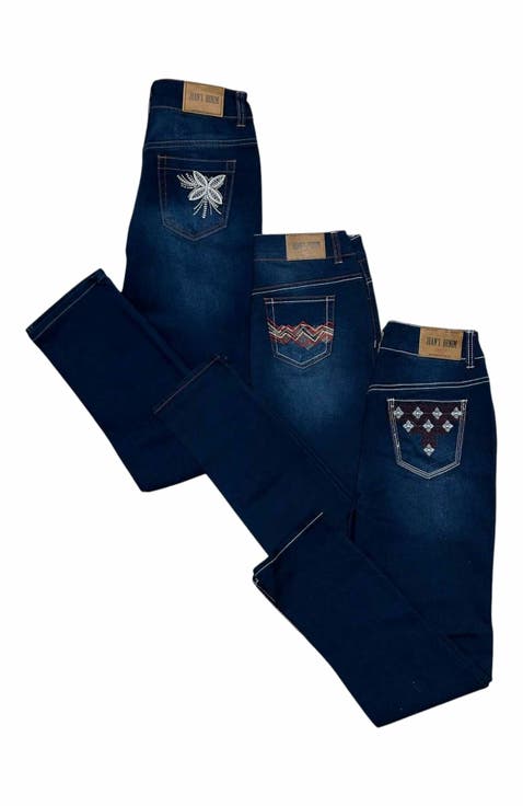 Women's 3 Pack Embroidered Stretch Fit Jeans