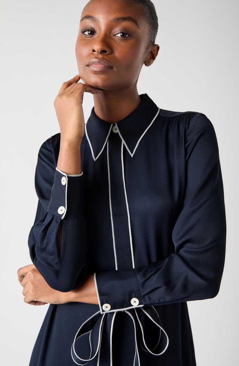 LK Bennett Elise Tie Waist Long Sleeve Maxi Shirtdress, Alternate, color, 