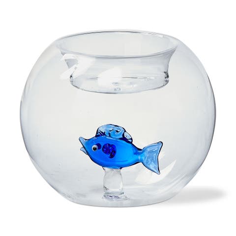 Fish Globe Tealight Holder Blue Blue Glass Summer