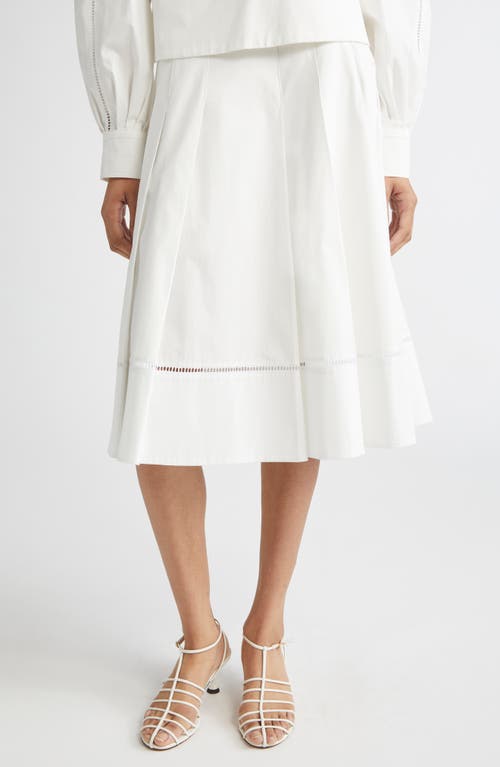 Proenza Schouler Laci Ladder Stitch Inset Pleated Stretch Cotton Poplin Skirt