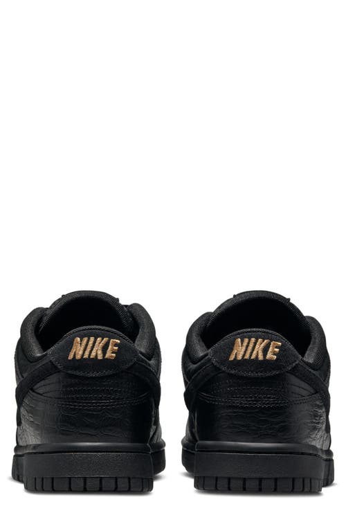 Nike Dunk Low Croc Embossed Basketball Sneaker In Black