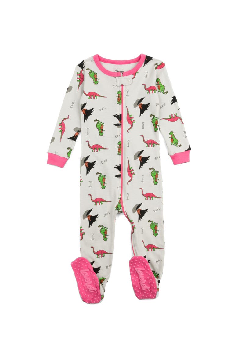 Kids Footed Printed Cotton Matching Family Pajamas, Animal Kingdom Prints, Main, color, MULTI