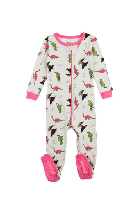 Footed Printed Cotton Matching Family Pajamas, Animal Kingdom Prints (Baby)