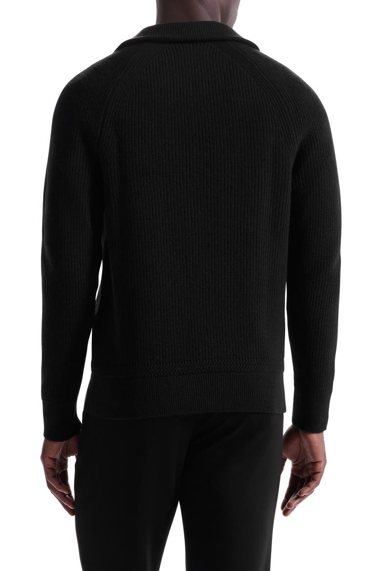 Merino Wool & Cotton Quarter Zip Pullover, Alternate, color, BLACK