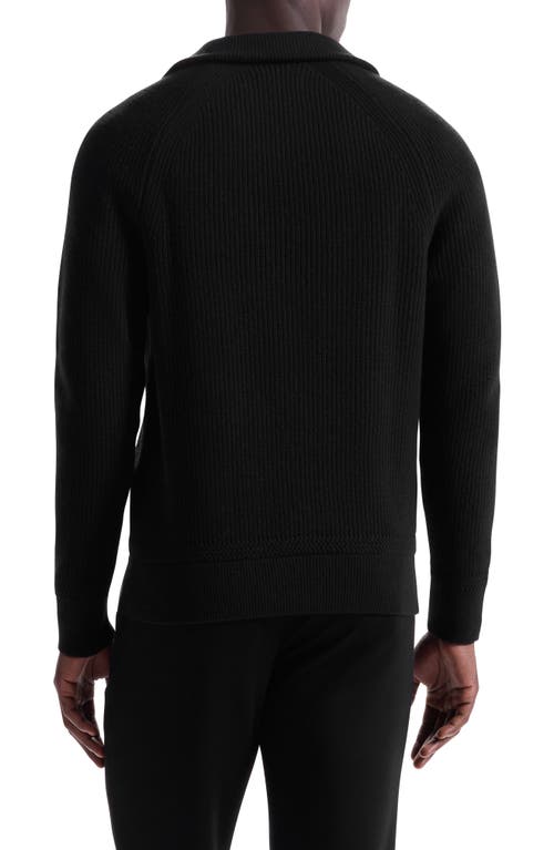 Bugatchi Merino Wool & Cotton Quarter Zip Pullover In Black