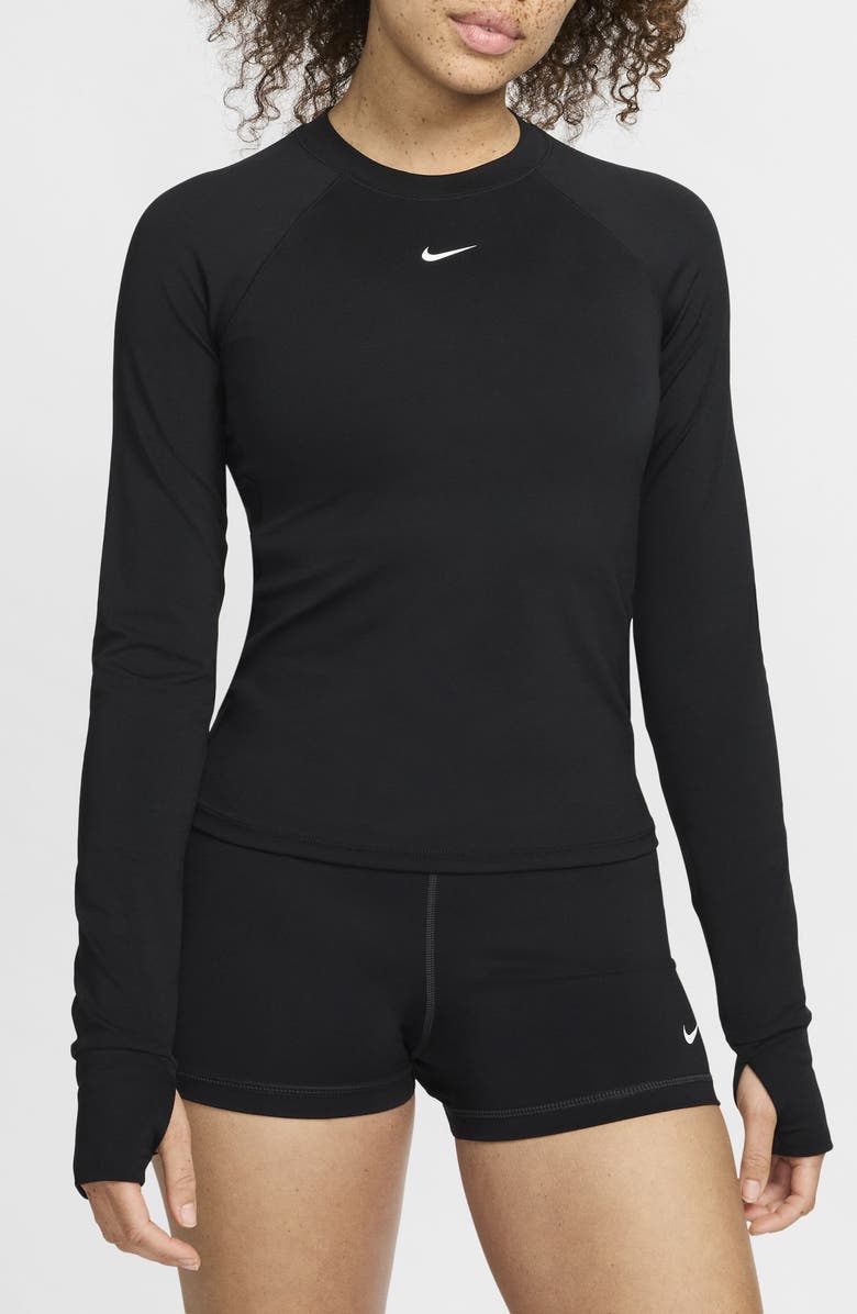 Nike Pro Dri-FIT Long Sleeve Top, Main, color, Black/ White
