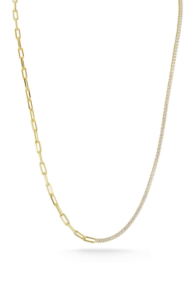 GLAZE JEWELRY 14K Gold Plated Sterling Silver CZ Mixed Chain Necklace, Main, color, Yellow Gold