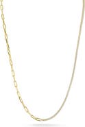 GLAZE JEWELRY 14K Gold Plated Sterling Silver CZ Mixed Chain Necklace
