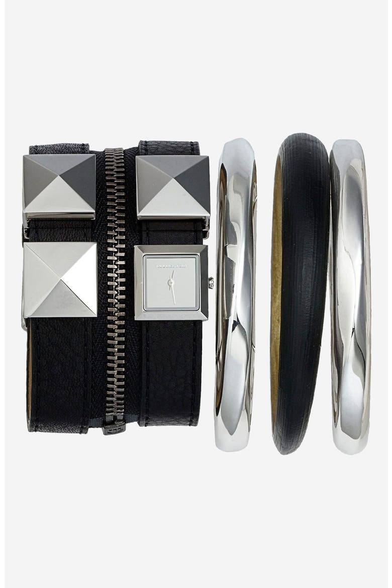 'Lucite®' Skinny Tapered Bangle, Alternate, color, BLACK