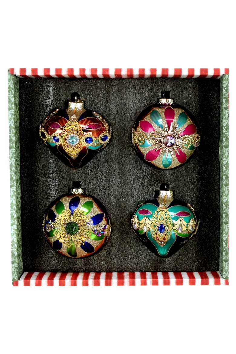 Venetian Jeweled Ornament, Box of 4, Alternate, color, Royal Blue