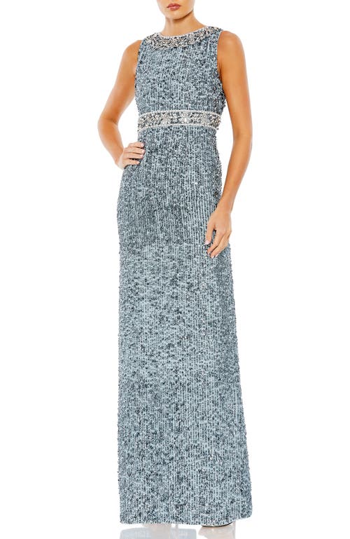 MAC DUGGAL MAC DUGGAL SEQUINED SLEEVELESS EMBELLISHED NECKLINE GOWN