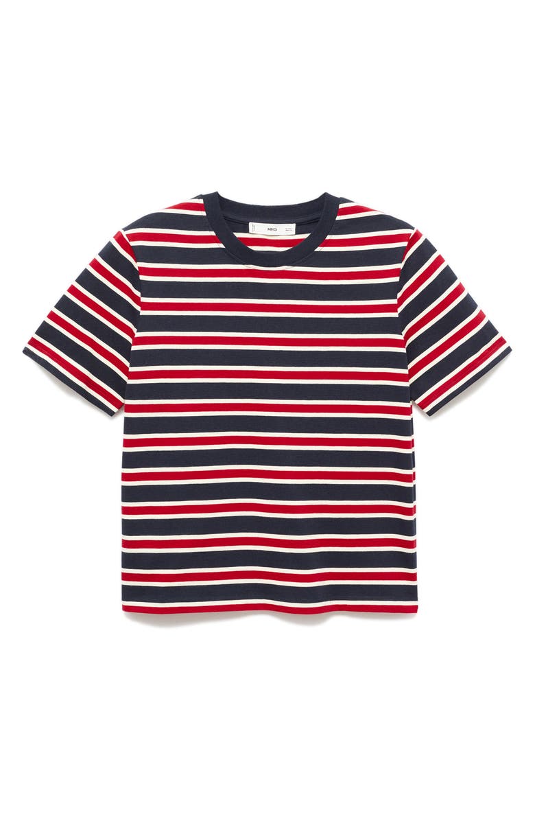 MANGO Stripe Cotton T-Shirt, Alternate, color, Navy