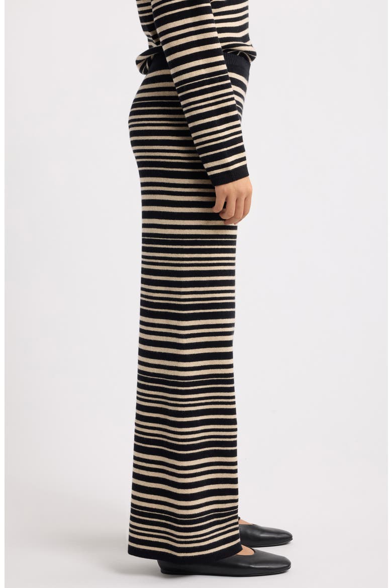 Throwback Studio Cotton & Cashmere Flare Leg Sweater Pants, Main, color, COASTAL COAL STRIPE