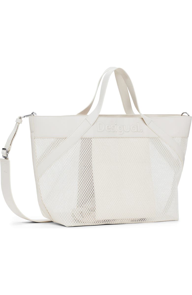 Desigual Fishnet Mesh Shopper Bag, Alternate, color, Light Beige