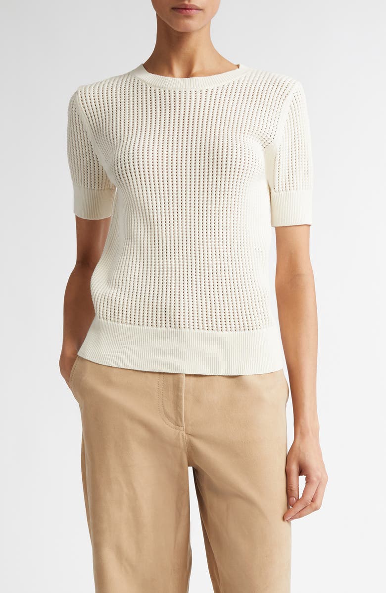 Max Mara Studio Ebbri Open Stitch Short Sleeve Sweater, Main, color, 