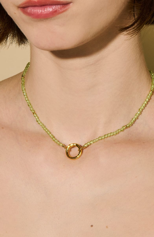 Little Sky Stone Peridot Energy Gemstone Necklace In Gold