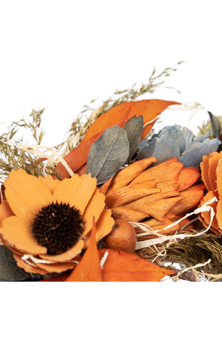 Northlight Sunflower and Wheat Artificial Fall Harvest Wreath - 12" - Unlit, Alternate, color, Orange