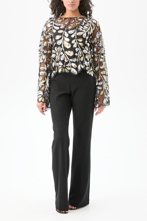 Trina Turk Femmes Fringe Sequin Top In Black