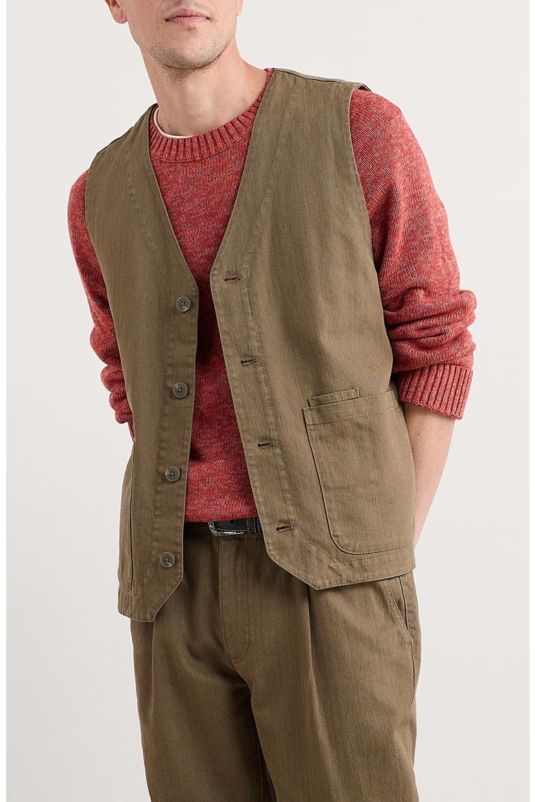Tollgate Linen & Organic Cotton Vest, Main, color, RIVERBED