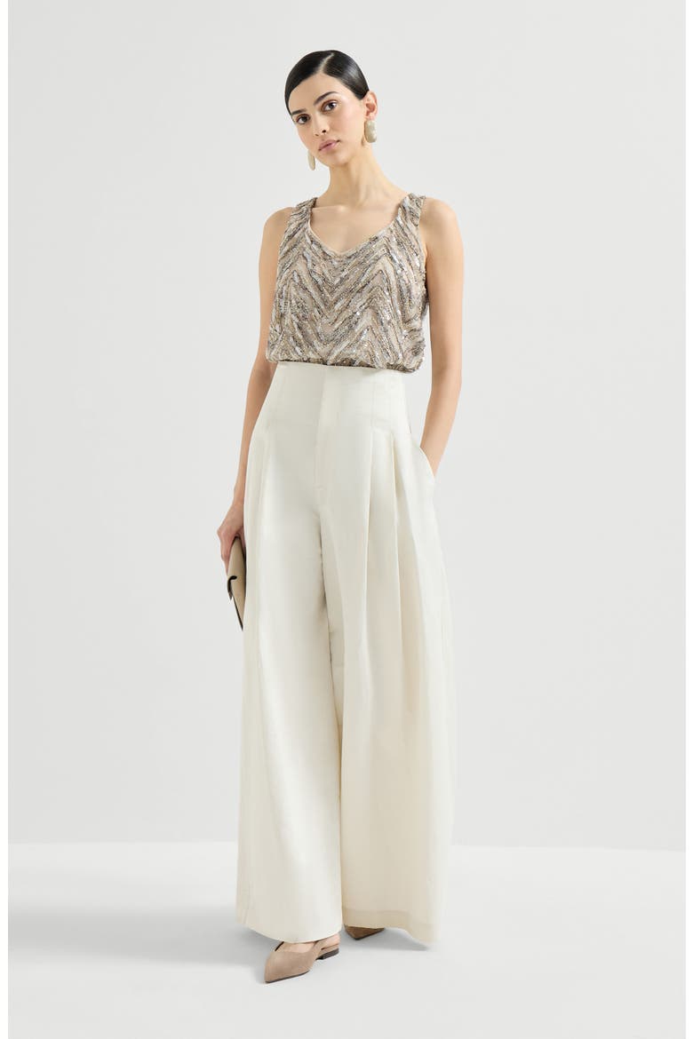 Crispy silk top, Alternate, color, Beige
