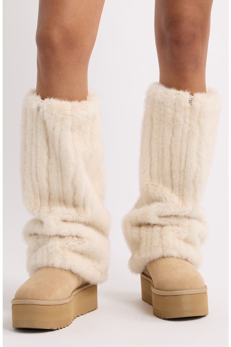 Ismay Faux Fur Leg Warmers, Main, color, CREAM