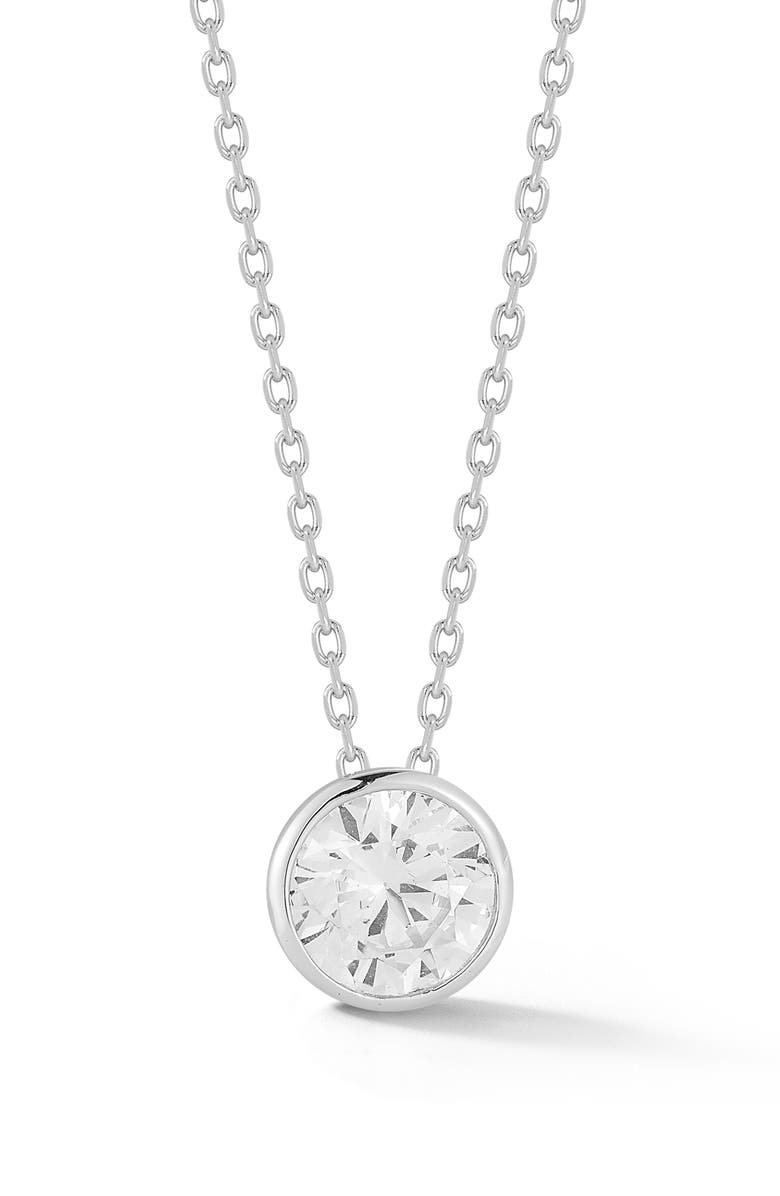 GLAZE JEWELRY Sterling Silver Round Solitaire Pendant Necklace, Main, color, Silver