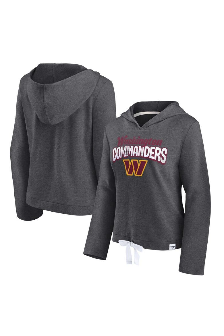 Women's Fanatics Branded Heather Charcoal Washington Commanders First Team Cropped Lightweight Hooded Top, Main, color, Heather Charcoal