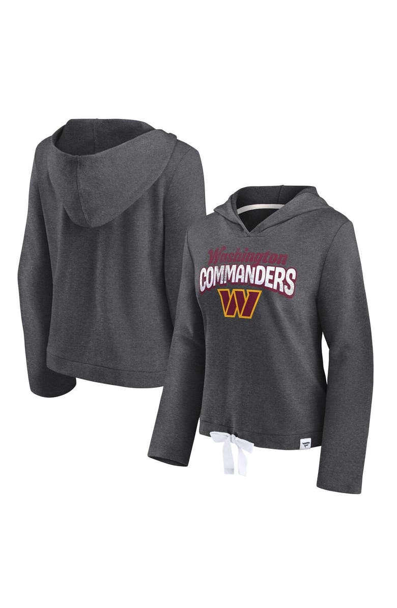 FANATICS Women's Fanatics Branded Heather Charcoal Washington Commanders First Team Cropped Lightweight Hooded Top, Main, color, 