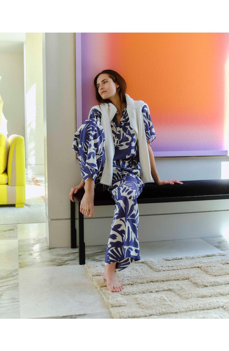 Cartolina Mia Printed Linen Pant, Alternate, color, Coastal Indigo